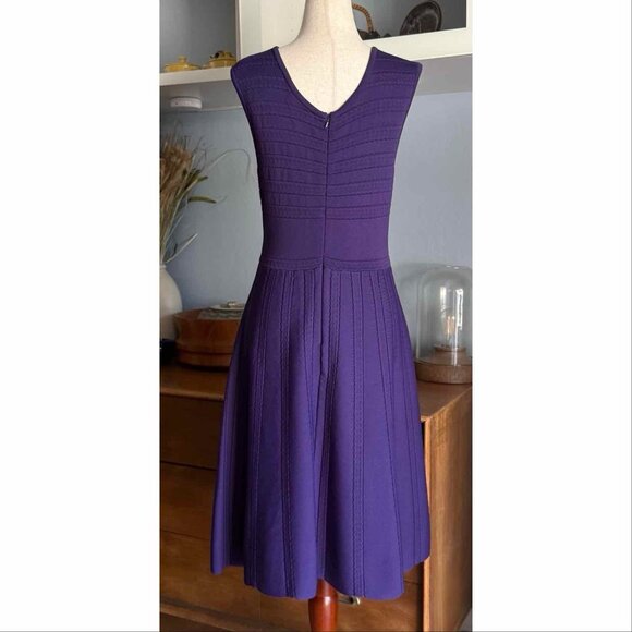 LK Bennett Dr Lupita Hydrangea Purple Stretch Knit Fit & Flare Dress Size M - Picture 4 of 10